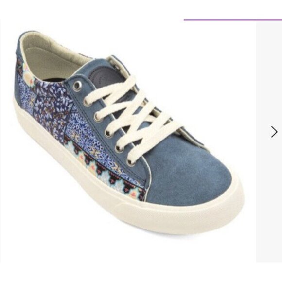 Canvas Native Tennis Shoes Women's 9 Men's 7 Blue Floral Patchwork bohemian - Picture 14 of 14